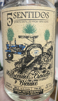 Picture of bottle Atenogenes Garcia (Oaxaca, Mexico) – 5 Sentidos, Madrecuixe/Espadin/Bicuixe, 2021, EN3MO2-21, 101 bottles, 58.3%