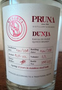 Picture of bottle Pruna (Mačva, Serbia) – Dunja (Quince), 2014/2018, 42%