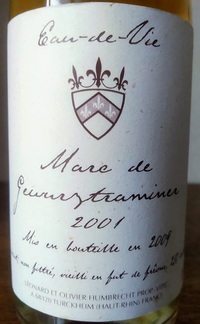 Picture of bottle Zind-Humbrecht (Alsace, France) – Marc de Gewurztraminer (2001/2009, ash cask matured), 257 bottles, 37.5cl, 69.3%